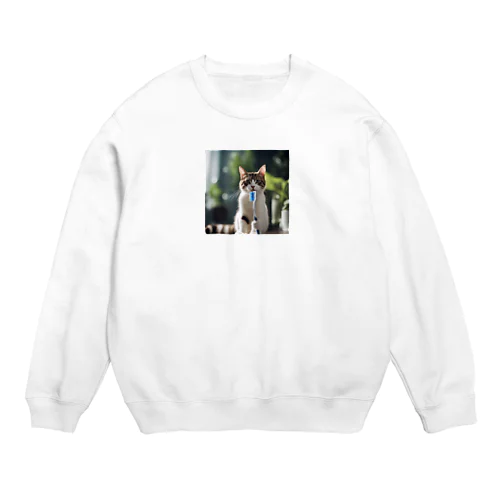 歯ブラシ猫 Crew Neck Sweatshirt