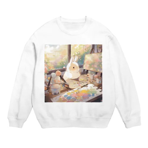 うさぎが画家に変身｡.:*･ﾟ Crew Neck Sweatshirt