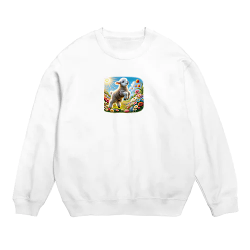 とってもキュートな子羊 Crew Neck Sweatshirt