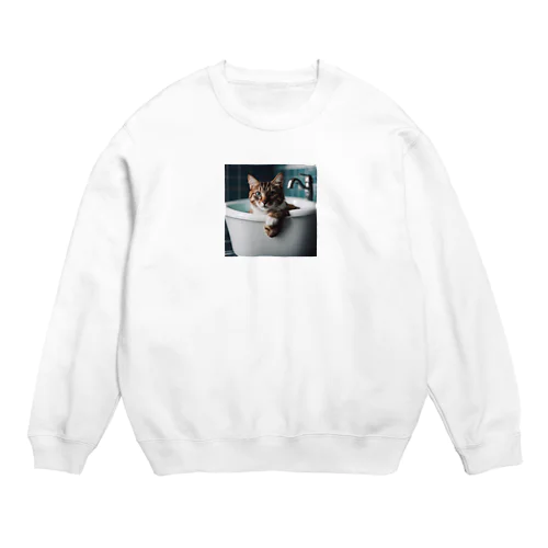 猫の入浴 Crew Neck Sweatshirt