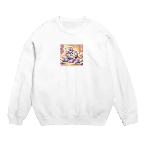 仲良く遊ぶ兄弟の猫 Crew Neck Sweatshirt