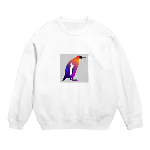 紫からオレンジのグラデーションのペンギン Crew Neck Sweatshirt