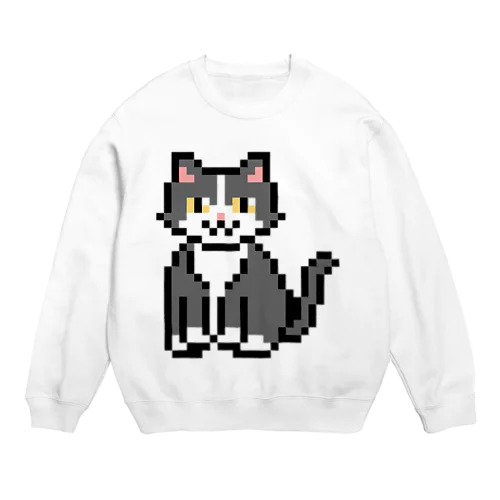 ハチワレ猫のドット絵 Crew Neck Sweatshirt