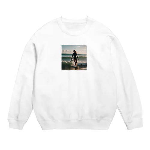 美女とサーフィン Crew Neck Sweatshirt