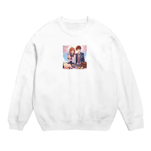 花見をするカップル Crew Neck Sweatshirt