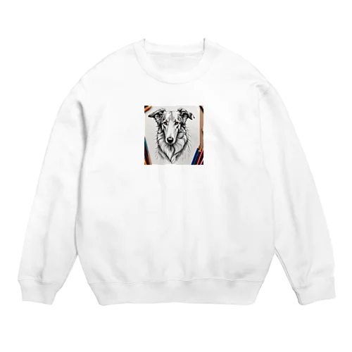  ボルゾイ（犬）をモチーフにしたわんちゃんNo.2 Crew Neck Sweatshirt