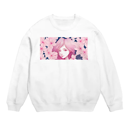 桜と少女 Crew Neck Sweatshirt