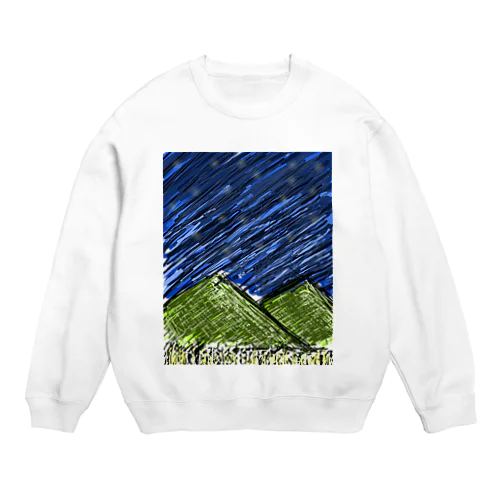 山と夜空 Crew Neck Sweatshirt