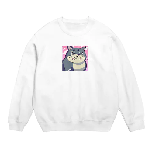 怒る猫 Crew Neck Sweatshirt