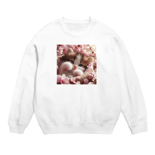 桜と子猫 Crew Neck Sweatshirt