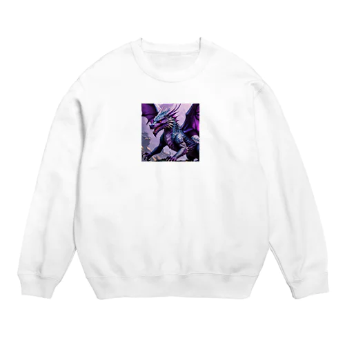 勇敢なドラゴン フラットベクトル Crew Neck Sweatshirt