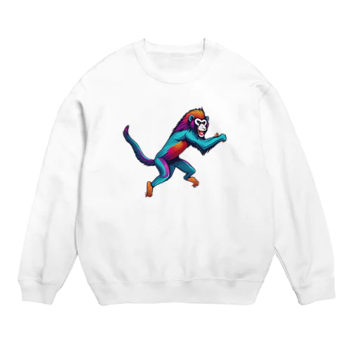 カラフルなマンドリル Crew Neck Sweatshirt