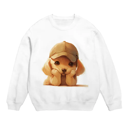 キャプをかぶった可愛い子犬 Marsa 106 Crew Neck Sweatshirt