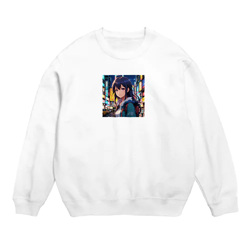 ひとりで演奏する、夢いっぱいの女の子♪ Crew Neck Sweatshirt