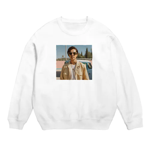 サングラスをかけたイケメン Crew Neck Sweatshirt