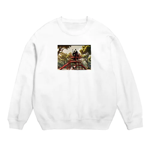 ジャングルジムに乗るパンダのアイテム Crew Neck Sweatshirt