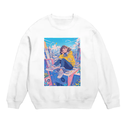 東京スカイラインの静寂：ポップな東京 Crew Neck Sweatshirt