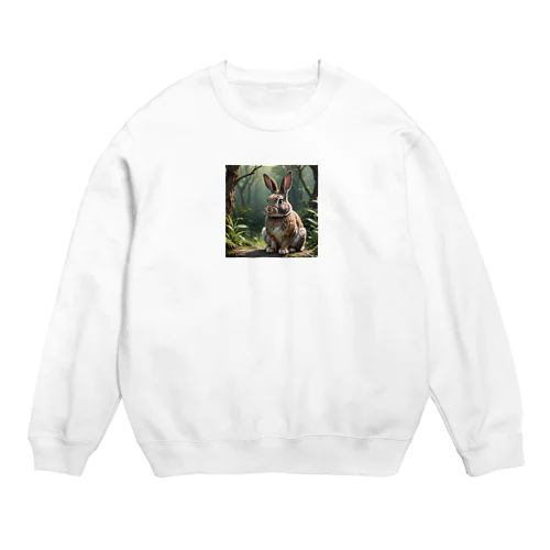 森で出会ったおすましラビット Crew Neck Sweatshirt