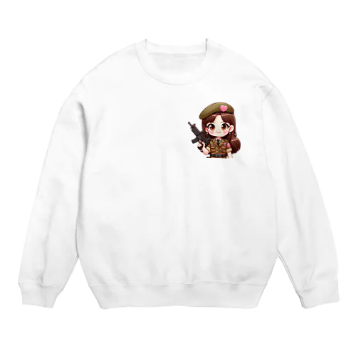 army girl Crew Neck Sweatshirt