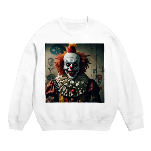 不気味に笑うピエロ Crew Neck Sweatshirt