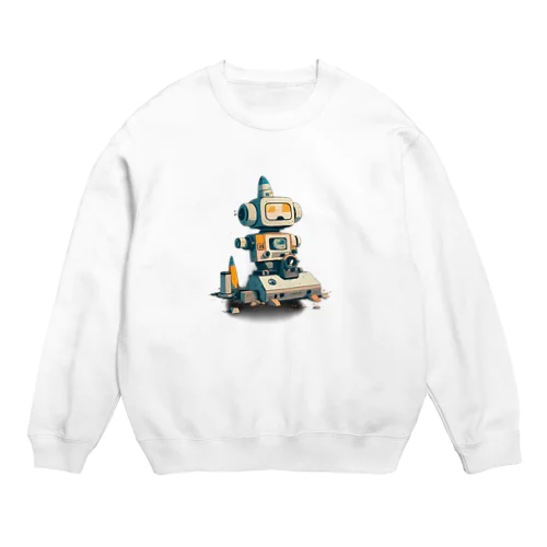 いろいろと四角いレトロなガラクタロボットくん Crew Neck Sweatshirt