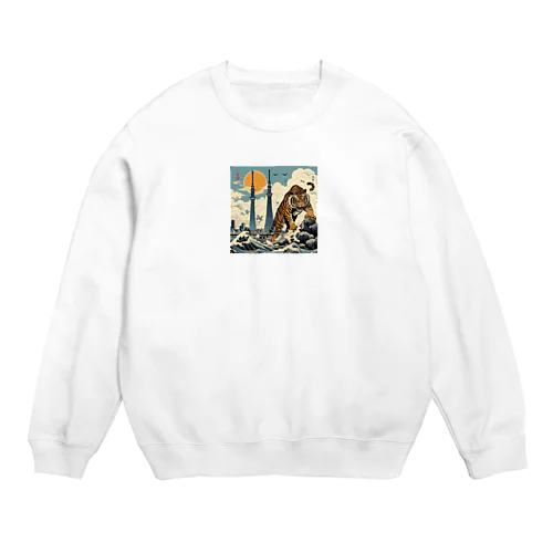 ワイルドな虎 Crew Neck Sweatshirt