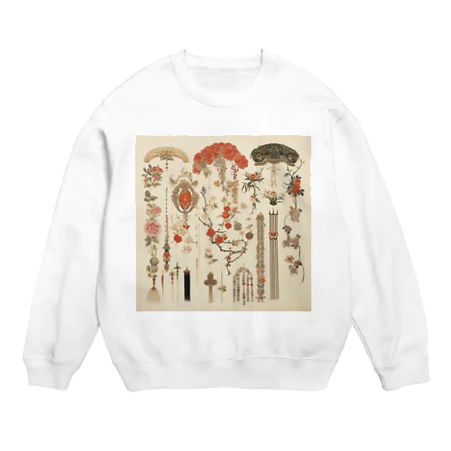 和の、髪飾り　なでしこ1478 Crew Neck Sweatshirt