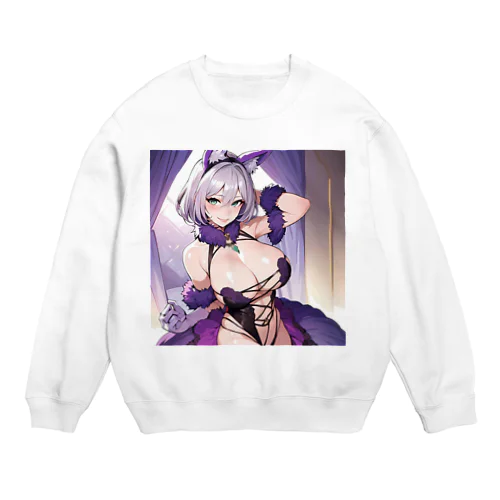 猫耳　美少女 Crew Neck Sweatshirt