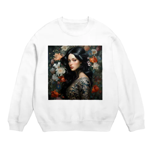 いろ色な、花に囲まれている女性　なでしこ1478 Crew Neck Sweatshirt