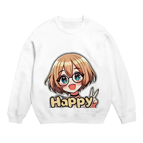 金髪ショートカット眼鏡美少女ちゃん Crew Neck Sweatshirt