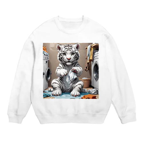 洗濯も大変だな Crew Neck Sweatshirt