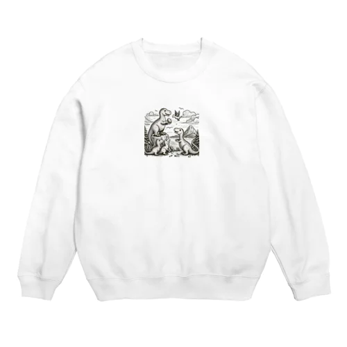 ティラノサウルスの家族 Crew Neck Sweatshirt