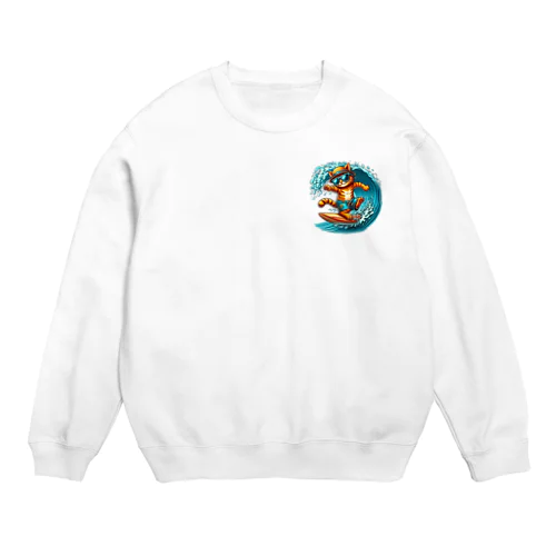 サーフィン猫 Crew Neck Sweatshirt