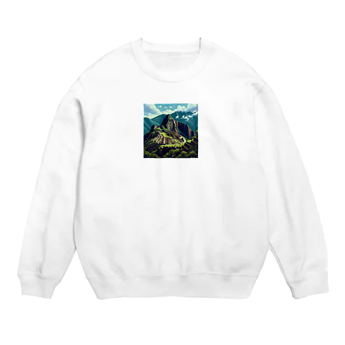 マチュピチュ遺跡（pixel art） Crew Neck Sweatshirt