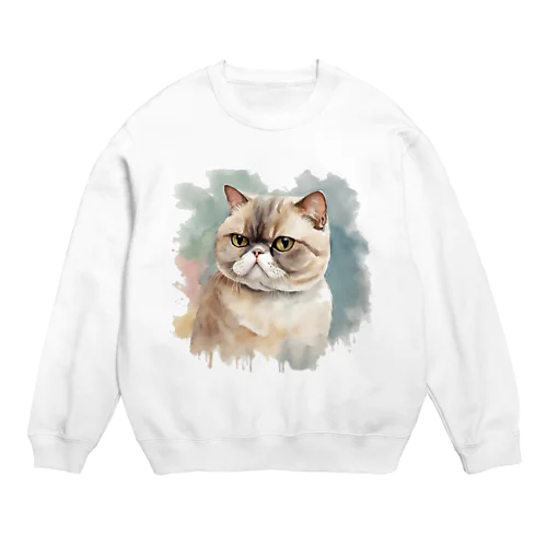 猫　ストリートアート風 Crew Neck Sweatshirt