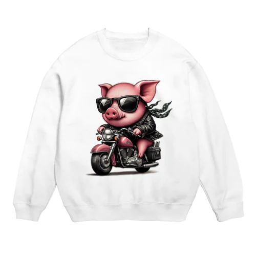 ぶたライダー Crew Neck Sweatshirt