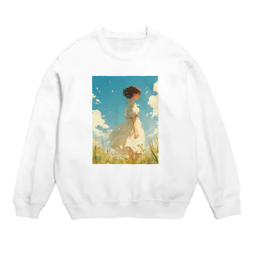 そよ風の中にいる女性　なでしこ1478 Crew Neck Sweatshirt