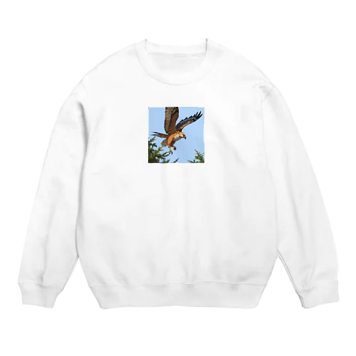 鳥の羽ばたきに続く鷹 Crew Neck Sweatshirt