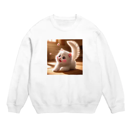 頬紅をしたような可愛い子猫SAKUCAT Crew Neck Sweatshirt