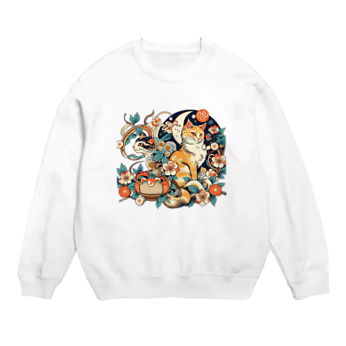 猫LOVE items 茶虎と白黒 Crew Neck Sweatshirt