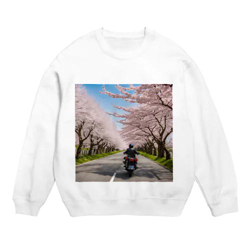 春の息吹と共に - 桜のトンネルを駆ける Crew Neck Sweatshirt