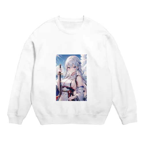 日本刀をもった美少女 Crew Neck Sweatshirt