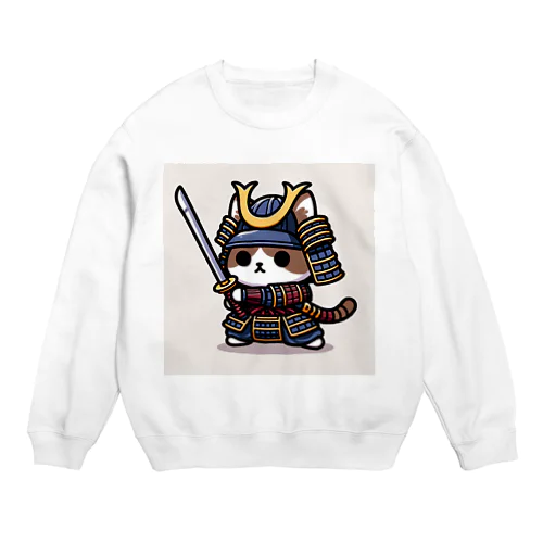 武士にゃんこ Crew Neck Sweatshirt