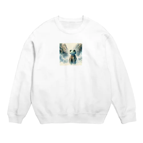 霧の立ち込める町と蛙 Crew Neck Sweatshirt