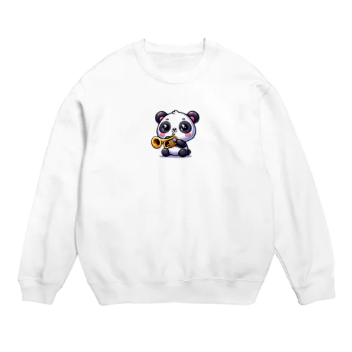 ラッパ吹きのパンダ Crew Neck Sweatshirt