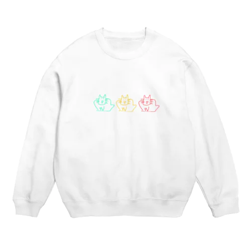 肩幅の広いねこ3匹 Crew Neck Sweatshirt