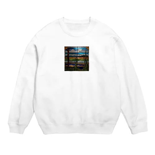 南米の湿地帯のステンドグラスpng Crew Neck Sweatshirt