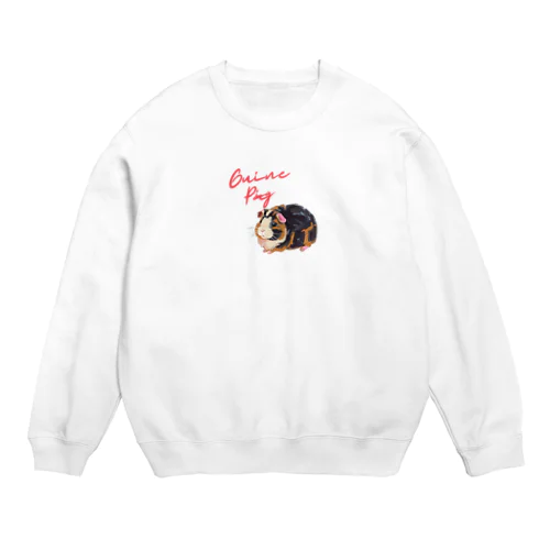 油絵風「GuineaPig」三毛モルモット Crew Neck Sweatshirt