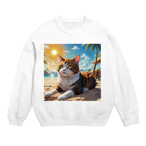 砂浜の猫 Crew Neck Sweatshirt