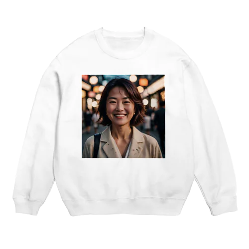 笑顔の熟女 Crew Neck Sweatshirt